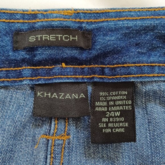 Khazana Jeans Straight Leg Dark Wash Stretch Highrise Curvy Plus Size 24W - Picture 10 of 14
